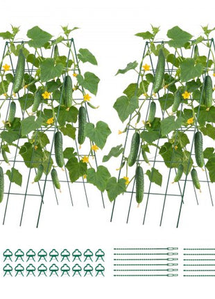 VEVOR Cucumber Trellis 4 Pack, A-Frame Garden Trellises for Raised Bed, Metal Rustproof Coating Plant Support for Vine, Climbing Plants, Peas, Beans, Zucchini, Tomato, Flower (38.98 x 15.75 in x 4PCS)