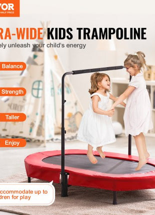 Kids Trampoline, 56x36 inch Indoor Outdoor Trampoline, Foldable Mini Trampoline with Handle, Rebounder Trampoline for Toddlers, Birthday Gift for 3+ Years Children, Boys Girls for Fun, Red