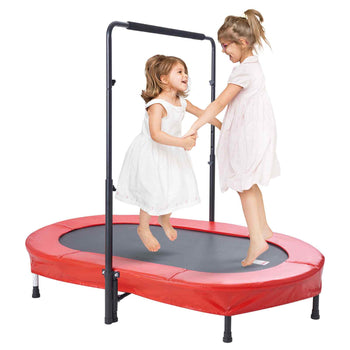 Kids Trampoline, 56x36 inch Indoor Outdoor Trampoline, Foldable Mini Trampoline with Handle, Rebounder Trampoline for Toddlers, Birthday Gift for 3+ Years Children, Boys Girls for Fun, Red