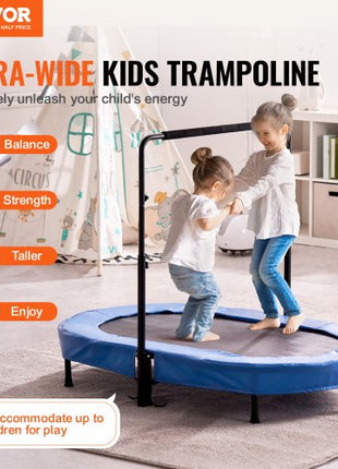 Kids Trampoline, 56x36 inch Indoor Outdoor Trampoline, Foldable Mini Trampoline with Handle, Rebounder Trampoline for Toddlers, Birthday Gift for 3+ Years Children, Boys Girls for Fun, Bule