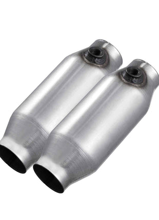 Universal Catalytic Converter, 2.5 Inch Inlet/Outlet, 2 Pack High Flow Car Catalytic Converter with O2 Port, Direct Replacement, Stainless Steel Material, for Quick Exhaust Gas Purification