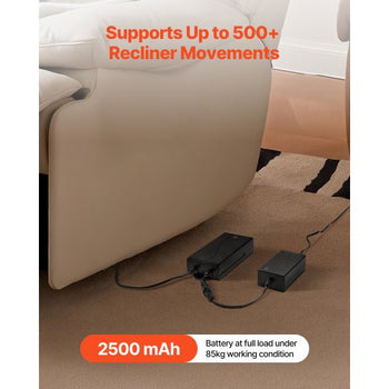 Battery Pack for Reclining Furniture, 2500 mAh Rechargeable Recliner Battery Pack, with Universal 2-Pin Connection and LED Display Screen, for Electric Recliner, Sofa, Couch, and Lift Chair