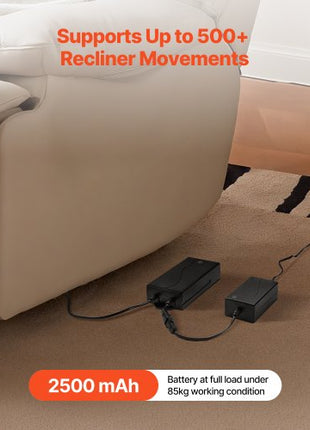 Battery Pack for Reclining Furniture with Adapter, 2500 mAh Rechargeable Recliner Battery Pack with Universal 2-Pin Connector and LED Screen, for Electric Recliner, Sofa, Couch & Lift Chair
