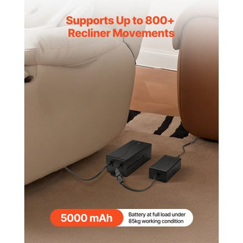 Battery Pack for Reclining Furniture with Adapter, 5000 mAh Rechargeable Recliner Battery Pack with Universal 2-Pin Connector and LED Screen, for Electric Recliner, Sofa, Couch & Lift Chair