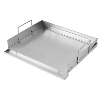 Stainless Steel Griddle 18x16 inch Flat Top Outdoor Plate with Handle, for BBQ Eggs Burger, Even Heat Distribution, Portable Rectangular Family Cookware for Gas Grill/Stove and Oven