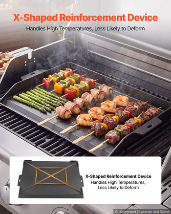 Cast Iron Griddle 23x16 inch Flat Top Pre-Seasoned Plate Handle, for BBQ Eggs Burger, Even Heat Distribution, Non-Stick Portable Rectangular Family Cookware for Outdoor Gas Grill/Stove, Oven