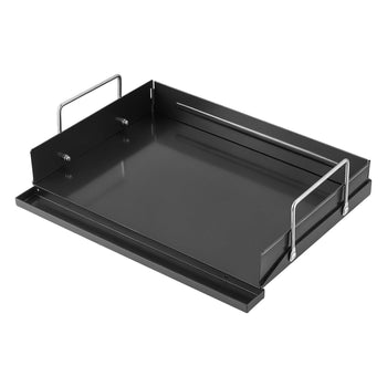 Carbon Steel Griddle 17x11 inch Flat Top Pre-Seasoned Plate Handle, for BBQ Eggs Burger, Even Heat Distribution, Non-Stick Portable Rectangular Family Cookware for Outdoor Gas Grill/Stove, Oven