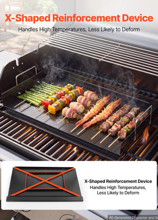 Carbon Steel Griddle 25x16 inch Flat Top Pre-Seasoned Plate Handle, for BBQ Eggs Burger, Even Heat Distribution, Non-Stick Portable Rectangular Family Cookware for Outdoor Gas Grill/Stove, Oven
