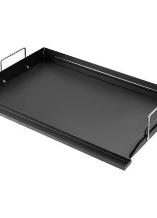 Carbon Steel Griddle 25x16 inch Flat Top Pre-Seasoned Plate Handle, for BBQ Eggs Burger, Even Heat Distribution, Non-Stick Portable Rectangular Family Cookware for Outdoor Gas Grill/Stove, Oven
