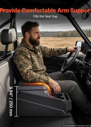 UTV Center Console Bench Seat Box Lockable Armrest Storage Box, HDPE Central Console Tools Organizer with Cups and Phone Holder - Compatible with Polaris Ranger & 2017-2026 Can-Am Defender