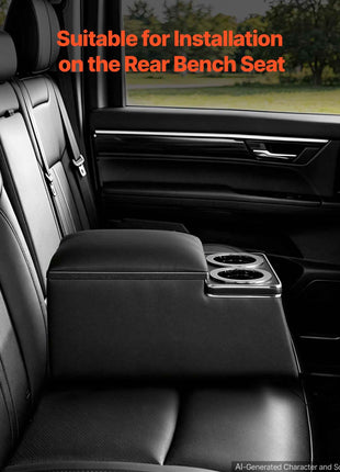 Universal Rear Bench Seat Center Console Armrest Storage Box, Back Seat Tools Organizer with Cup & Phone Holders, Automotive Central Console for MPV, Sedan, SUV