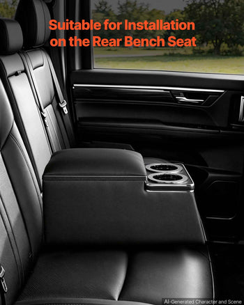 Universal Rear Bench Seat Center Console Armrest Storage Box, Back Seat Tools Organizer with Cup & Phone Holders, Automotive Central Console for MPV, Sedan, SUV