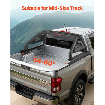 Truck Bed Roll Bar, Universal Pickup Sport Adjustable Bar Chase Rack Compatible with Mid-Size Truck, Carbon Steel Construction with LED Brake Light, No Rack Included