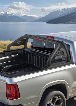 Truck Bed Roll Bar, Universal Pickup Sport Adjustable Bar Chase Rack Compatible with Mid-Size Truck, Carbon Steel Construction with LED Brake Light, No Rack Included