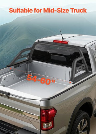 Truck Bed Roll Bar, Universal Pickup Sport Adjustable Bar Chase Rack Compatible with Mid-Size Truck, Carbon Steel Construction with Extension Light Bracket, No Rack Included