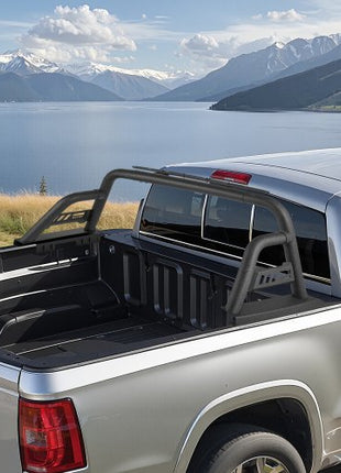 Truck Bed Roll Bar, Universal Pickup Sport Adjustable Bar Chase Rack Compatible with Mid-Size Truck, Carbon Steel Construction with Extension Light Bracket, No Rack Included