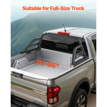 Truck Bed Roll Bar, Universal Pickup Sport Adjustable Bar Chase Rack Compatible with Full-Size Truck, Carbon Steel Construction with Extension Light Bracket, No Rack Included