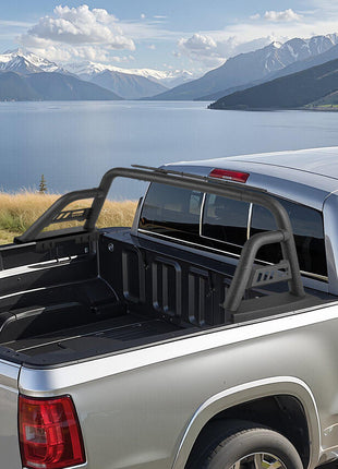 Truck Bed Roll Bar, Universal Pickup Sport Adjustable Bar Chase Rack Compatible with Full-Size Truck, Carbon Steel Construction with Extension Light Bracket, No Rack Included