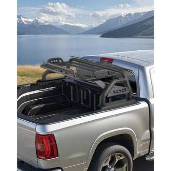 Truck Bed Roll Bar, Universal Adjustable Sport Bar Chase Rack, with Luggage Rack for Full-Size Pickup, Carbon Steel Construction with Extension Light Bracket, Rust-resistant Coating