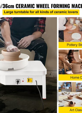 Pottery Wheel 36cm Pottery Forming Machine with Foot Pedal Pottery Wheel for Adults 450W Electric Pottery Wheel for DIY Clay Art Craft