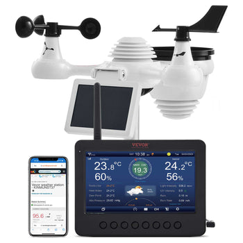 7-in-1 Wireless Weather Station with Wi-Fi, 7" TFT Colorful Display, Solar-Powered Outdoor Sensor, Indoor & Outdoor Monitoring, Includes Temperature, Humidity, Wind Speed/Direction, and Rainfall