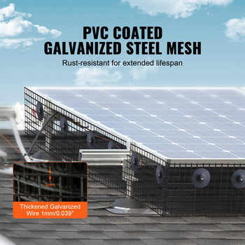 6 inch x 100ft Solar Panel Bird Guard, Critter Guard Roll Kit with 100pcs Aluminum Alloy Fasteners, Solar Panel Guard with Rust-proof PVC Coating, 1/2 inch Wire Roll Mesh