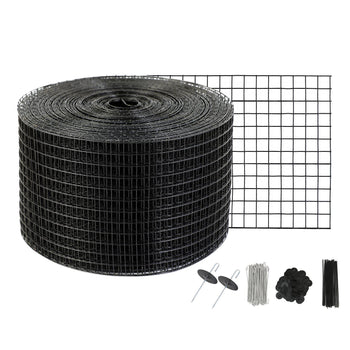 8 inch x 100ft Solar Panel Bird Guard, Critter Guard Roll Kit with 70pcs Aluminum Alloy Fasteners, Solar Panel Guard with Rust-proof PVC Coating, 1/2 inch Wire Roll Mesh