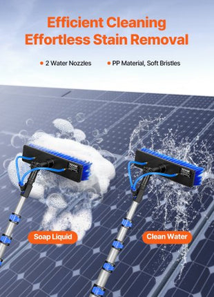 Water Fed Pole Kit, 30FT Solar Panel Cleaning Pole with Extendable Handle, 180° Rotatable Brush Head & 65.6FT Hose, Household & Outdoor Window Cleaner Tool for Caravan Solar Panel Deck