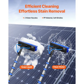 Water Fed Pole Kit, 30FT Solar Panel Cleaning Pole with Extendable Handle, 180° Rotatable Brush Head & 65.6FT Hose, Household & Outdoor Window Cleaner Tool for Caravan Solar Panel Deck