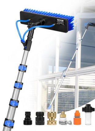 Water Fed Pole Kit, 30FT Solar Panel Cleaning Pole with Extendable Handle, 180° Rotatable Brush Head & 65.6FT Hose, Household & Outdoor Window Cleaner Tool for Caravan Solar Panel Deck
