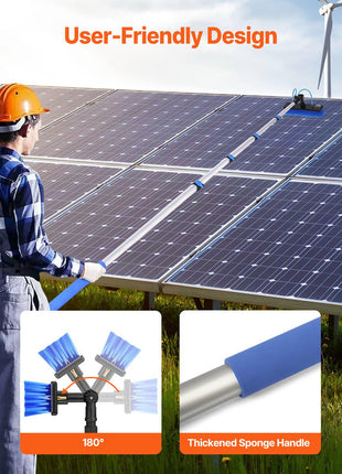 Water Fed Pole Kit, 30FT Solar Panel Cleaning Pole with Extendable Handle, 180° Rotatable Brush Head & 65.6FT Hose, Household & Outdoor Window Cleaner Tool for Caravan Solar Panel Deck