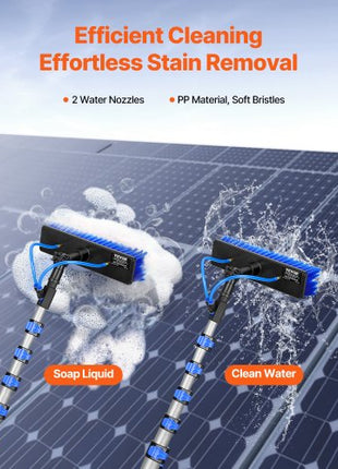 Water Fed Pole Kit, 36FT Solar Panel Cleaning Pole with Extendable Handle, 180° Rotatable Brush Head & 65.6FT Hose, Household & Outdoor Window Cleaner Tool for Caravan Solar Panel Deck
