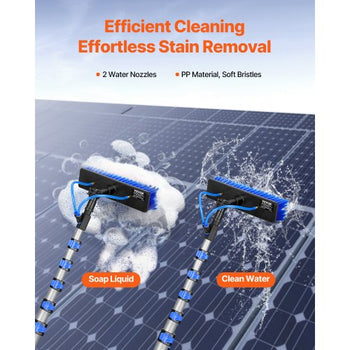 Water Fed Pole Kit, 36FT Solar Panel Cleaning Pole with Extendable Handle, 180° Rotatable Brush Head & 65.6FT Hose, Household & Outdoor Window Cleaner Tool for Caravan Solar Panel Deck