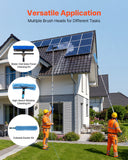 Solar Panel Cleaning Kit, 24 ft, Water Fed Pole Kit with Cleaning Brush, Soap Dispenser, Extendable Aluminum Telescopic Pole, 180° Rotatable Brush Head, for Roof Mounted Solar Panels, Windows