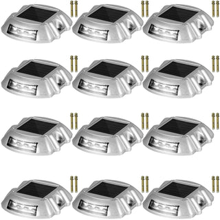 Solar Pathway Lights, 12-Pack, White, Includes Screws, Weatherproof Outdoor Deck Lights, 6 LED, Ideal for Garden Paths, Walkways, Driveways & Steps