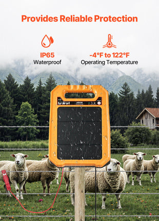 Solar Fence Charger,  0.3J 8 kV Solar Powered Fence Charger, 1.86 Miles Range, Weather-Resistant Electric Fence Energizer Kit, 7 Days Runtime, for Livestock, Poultry, Garden Protection