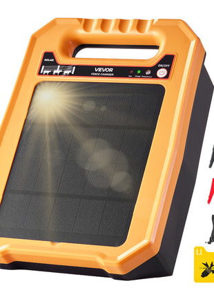 Solar Fence Charger,  0.3J 8 kV Solar Powered Fence Charger, 1.86 Miles Range, Weather-Resistant Electric Fence Energizer Kit, 7 Days Runtime, for Livestock, Poultry, Garden Protection