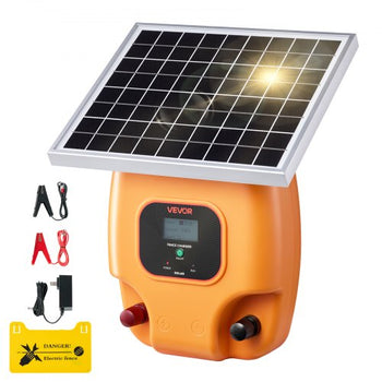 Solar Fence Charger,  0.6J 8kV Solar Powered Fence Charger, 1.86 Miles Range, Electric Fence Energizer Kit, Keep Out Predators, 4-5 Days Runtime, for Livestock, Poultry, Garden Protection