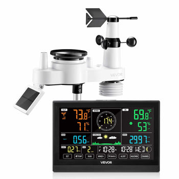 7-in-1 Wireless Weather Station, 7.5-Inch VA Display, Solar Powered Outdoor Sensor, Rain Gauge, Indoor Outdoor for Weather Forecast, Temperature, Humidity, Wind Speed and Direction (No WiFi)