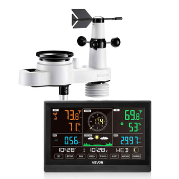 5-in-1 Wireless Weather Station, 7.5-Inch VA Display, Solar Powered Outdoor Sensor, Rain Gauge, Indoor Outdoor for Weather Forecast, Temperature, Humidity, Wind Speed and Direction (No WiFi)