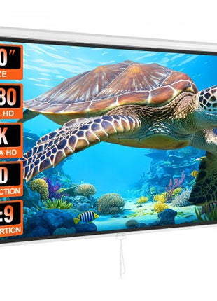 Manual Projector Screen, 100 inch 16:9 4K 1080 HD Retractable Pull Down Projector Screen, Auto-Locking Portable Movie Screen for Family Home Office Theater