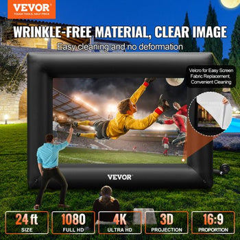 Inflatable Movie Screen 24FT Inflatable Projector Screen for outside with 360W Air Blower Inflatable Screen Oxford Fabric Material Blow Up Screen for Outdoor Movie Supports Front/Rear Projection