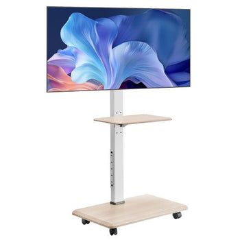 Rolling TV Stand, Mobile TV Cart for 32-70 Inch Screens, 25° Left-Right Rotation and Height Adjustable TV Mount with Tray, Holds up to 88 lbs for Corner, Bedroom, Outdoor, Max VESA 600x400mm