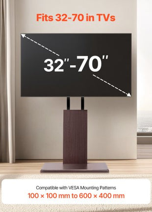Universal TV Stand, Table Top TV Stand for 32-70 inch Screens, Swivel and Height Adjustable TV Mount Stand Holds up to 99 lbs with Power Strip, for Living Room, Bedroom, MAX VESA 600 x 400 mm