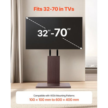 Universal TV Stand, Table Top TV Stand for 32-70 inch Screens, Swivel and Height Adjustable TV Mount Stand Holds up to 99 lbs with Power Strip, for Living Room, Bedroom, MAX VESA 600 x 400 mm