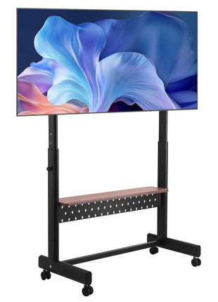 Rolling TV Stand, Mobile TV Cart for 55-100 Inch Screens, Height Adjustable Portable Monitor Stand with Tray, Holds up to 205 lbs for Living Room, Bedroom, Office, Outdoor Max VESA 800 x 600 mm