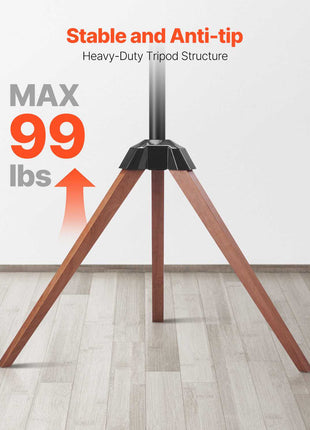 Tripod Easel TV Stand, for 40-65 inch Flat Screen/Curved TVs Up to 99 lbs, 18° Left-Right Rotation Portable TV Stand with Oak Wood Legs, for Bedroom, Living Room, Studio, MAX VESA 600 x 400 mm