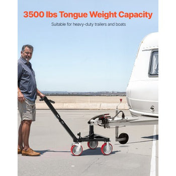 Trailer Dolly, 3500lbs Tongue Weight Capacity, 18 inch and 22 inch Height Adjustable Trailer Dolly, with 2 inch Hitch Ball, Adjustable Handle Length, 8-inch Swivel Wheels, for Moving RV Trailer