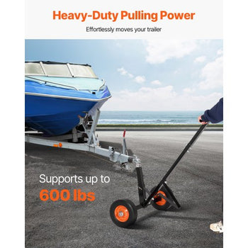 Trailer Dolly, 600lbs Tongue Weight Capacity, Carbon Steel Trailer Mover with 1-7/8 in Hitch Ball and 10 in Solid Tires, Portable Tow Dolly for Moving Car RV Boat Trailer