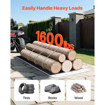 Yard Drag Sled, 110 x 40 in, 1600lbs Heavy Duty Utility Sled, PE Drag Glider with Ropes & Pull Cable, Dual Use Game Hauler for Firewood Ice Fishing, Compatible with ATVs UTVs Tractors